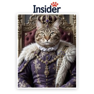 Royal Cat Portrait for Dog Lover, Custom Regal Pet Art, Kingly Cat Design, Cool Gift For Mom, Royal Feline Canvas from Image