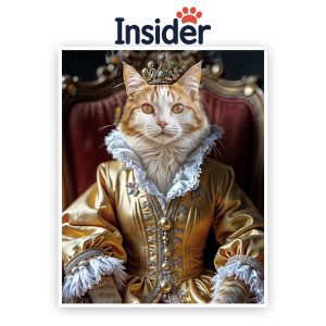 Queen Cat Photo Art, Custom Feline Watercolor, Regal Kitty Memorial Gift, Elegant Cat Lover Canvas, Exquisite Pet Illustration