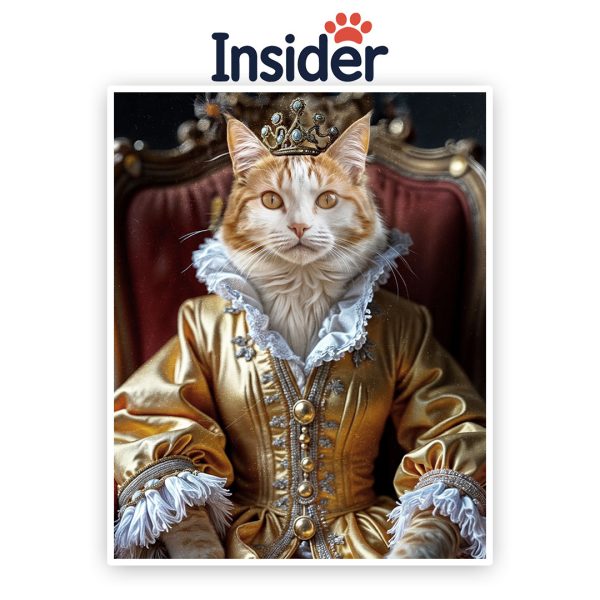 Queen Cat Photo Art, Custom Feline Watercolor, Regal Kitty Memorial Gift, Elegant Cat Lover Canvas, Exquisite Pet Illustration
