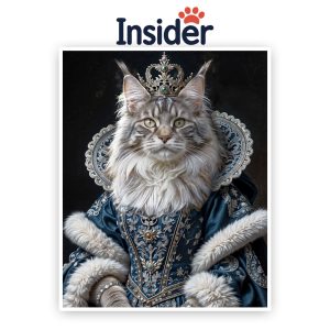 Queen Cat Photo Canvas, Renaissance Cat Art Print, Custom Feline Wall Decor, Funny Pet Lover Gift, Royal Kitty Illustration
