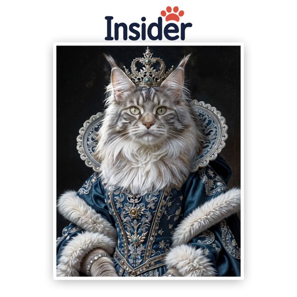 Queen Cat Photo Canvas, Renaissance Cat Art Print, Custom Feline Wall Decor, Funny Pet Lover Gift, Royal Kitty Illustration