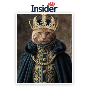 Custom Royal Cat Portrait, Grand Design for Feline, Personalized Gift for Him, Royal King Cat, Cool Drawing for Pet Lover