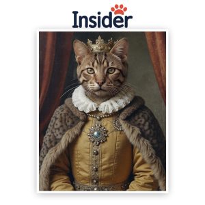 King Cat Photo Portrait, Elegant Pet Portrait Gift, Queen Cat Portrait, Personalized Cat Lover Print, Majestic Kitty Drawing