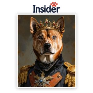 Royal Dog Photo Illustration, Custom Canine Watercolor, Grand Puppy Memorial Gift, Funny Dog Dad Canvas, Noble Pet Painting