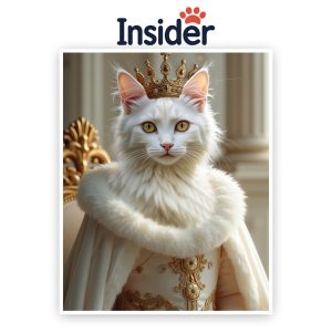 Queen Cat Digital Download, Custom Feline from Photo, Regal Kitty Wall Art, Memorial Pet Lover Gift, Elegant Cat Painting