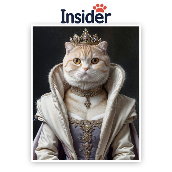 Renaissance Cat Wall Art, Queen Kitty Photo Print, Custom Feline Photo Canvas, Funny Cat Lover Gift, Exquisite Pet Digital Art