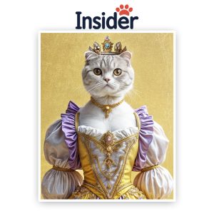 Personalized Cat Watercolor, Queen Kitty Illustration, Custom Pet Photo Canvas, Royal Cat Memorial Gift, Cool Feline Art Print
