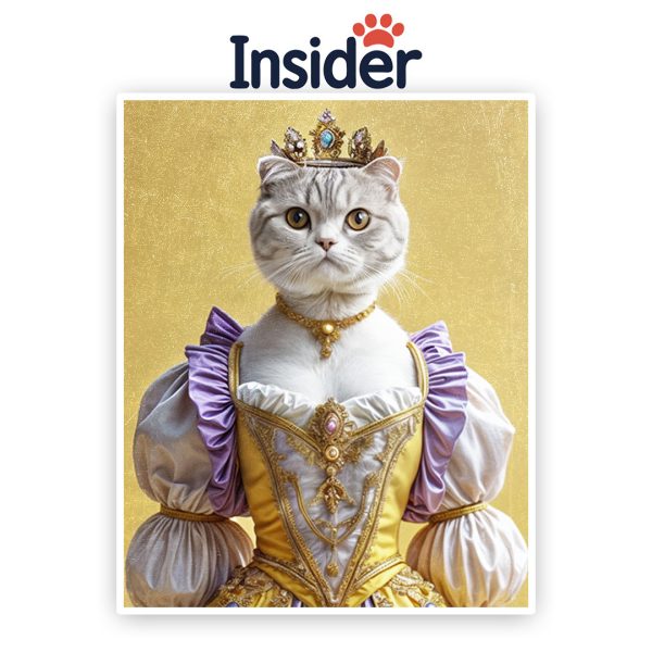 Personalized Cat Watercolor, Queen Kitty Illustration, Custom Pet Photo Canvas, Royal Cat Memorial Gift, Cool Feline Art Print