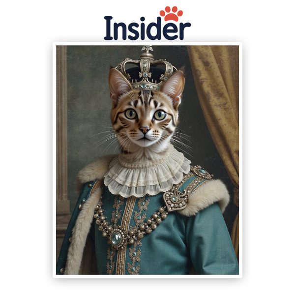 Royal Cat from Photo, Funny Costum Art, Birthday Gift for Cat Lover, Memorial Home Decor, Exquisite Gift for Cat Lover