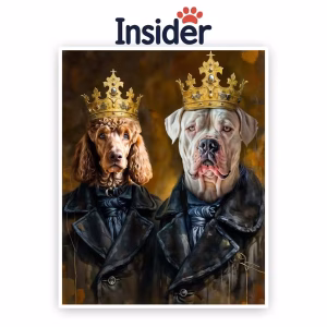 Twin Puppy Portrait Canvas, Dual Canine Digital Art, Pet Pair Memorial Gift, Present for Pet Owner, Double Dogs from Photo
