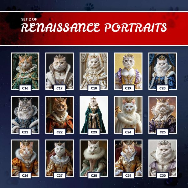 cat renaissance portraits set 2