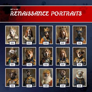 dog renaissance portraits set 4