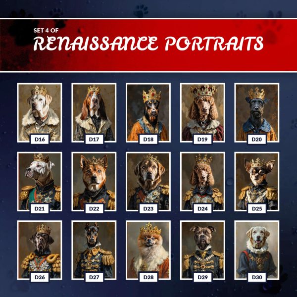 dog renaissance portraits set 4